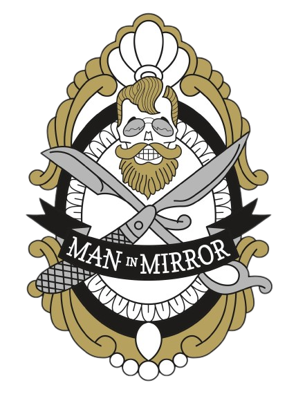 Man in mirror barbershop